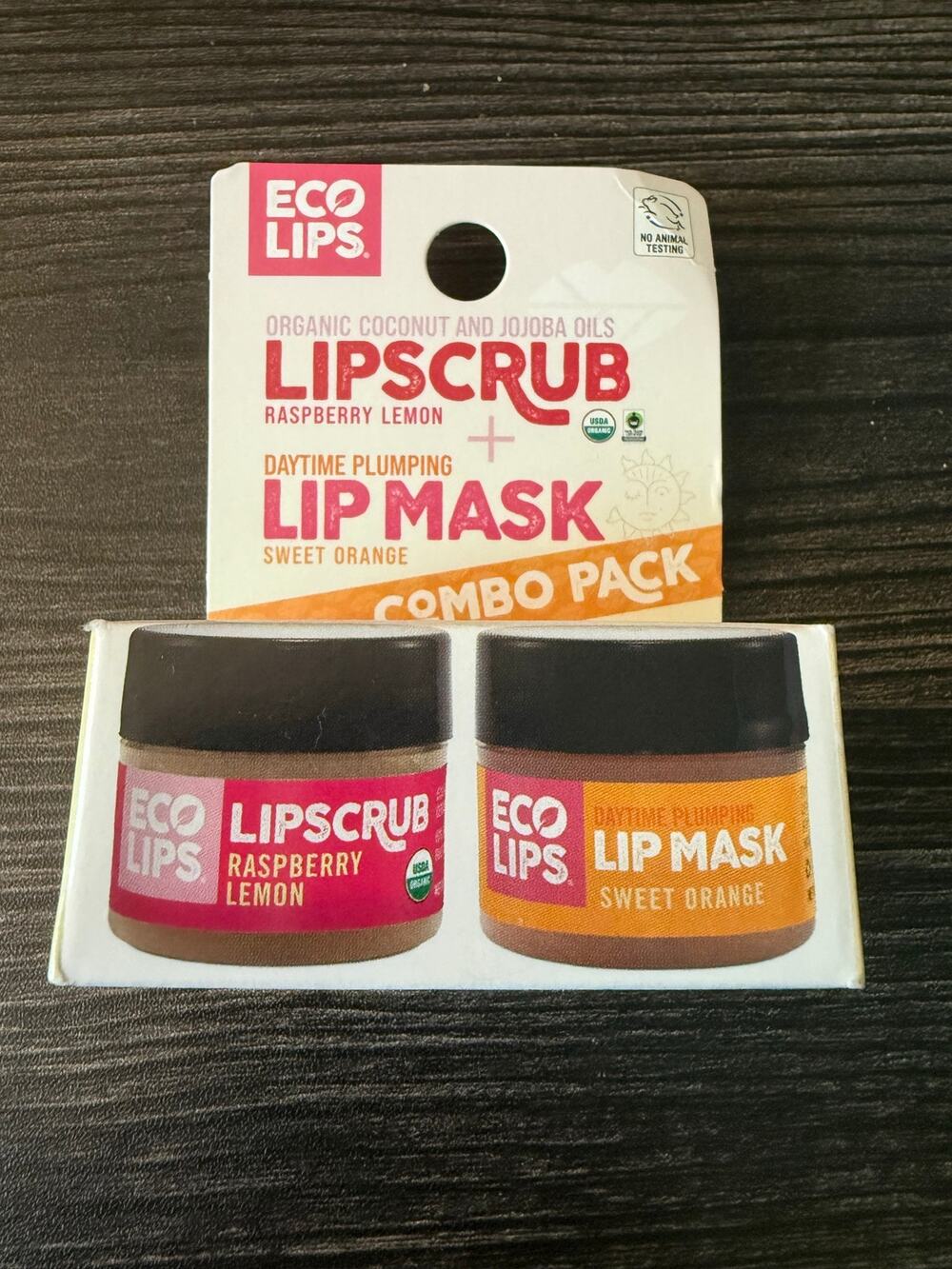 The Eco Lips Organic Raspberry Lemon Lip Scrub & Plumping Lip Mask Combo Pack